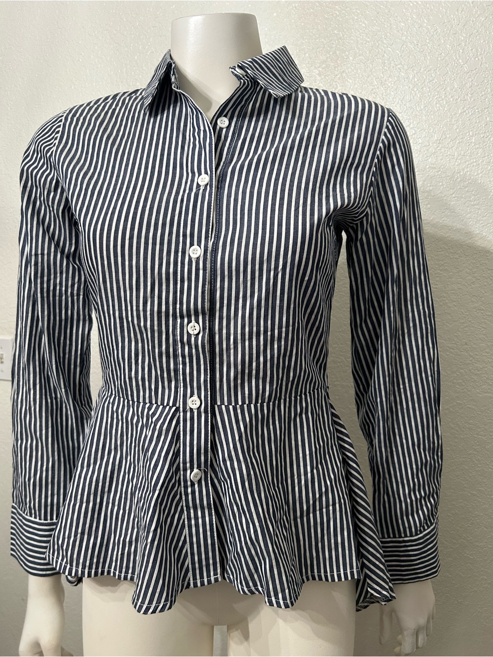 Say What? Navy and White Striped Button-Down Shirt